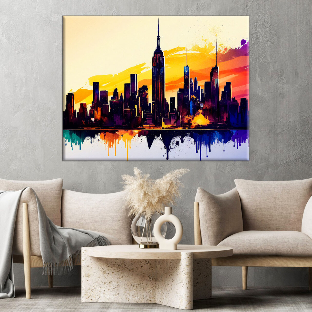 tableau art décoratif mural new york city vu de manhattan