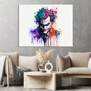 Cadre mural – Portrait du Joker aquarelle colorée cadre mural portrait du joker aquarelle colorée