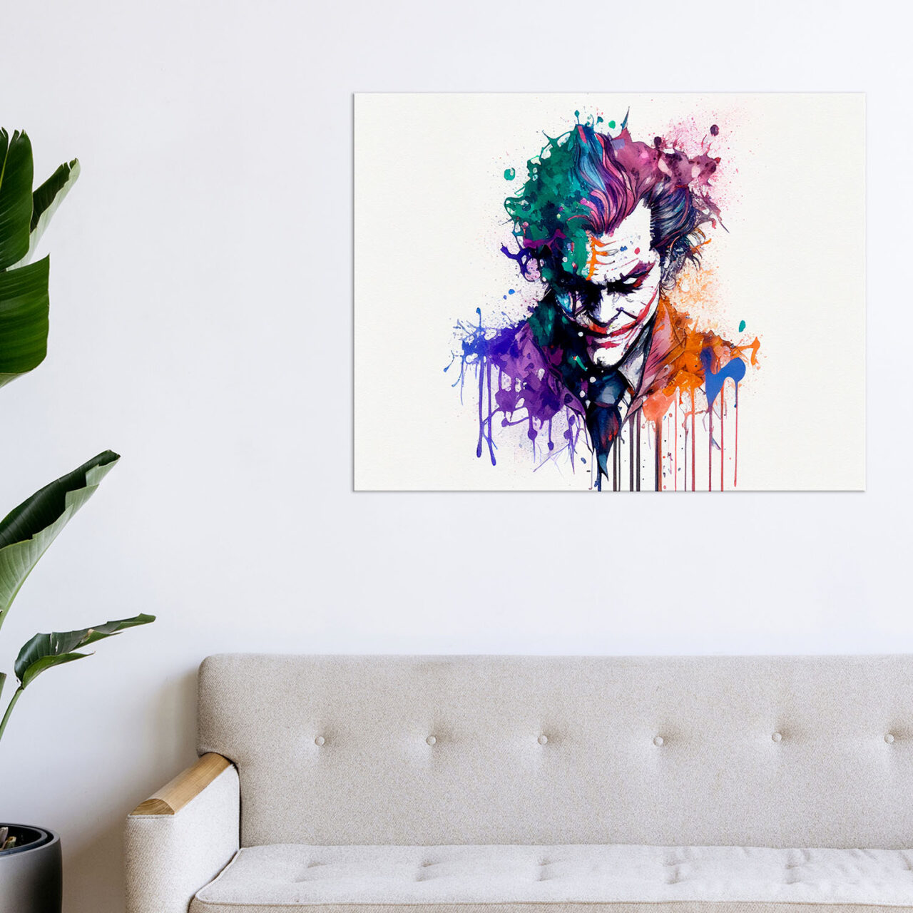 Cadre mural – Portrait du Joker aquarelle colorée cadre mural portrait du joker aquarelle colorée