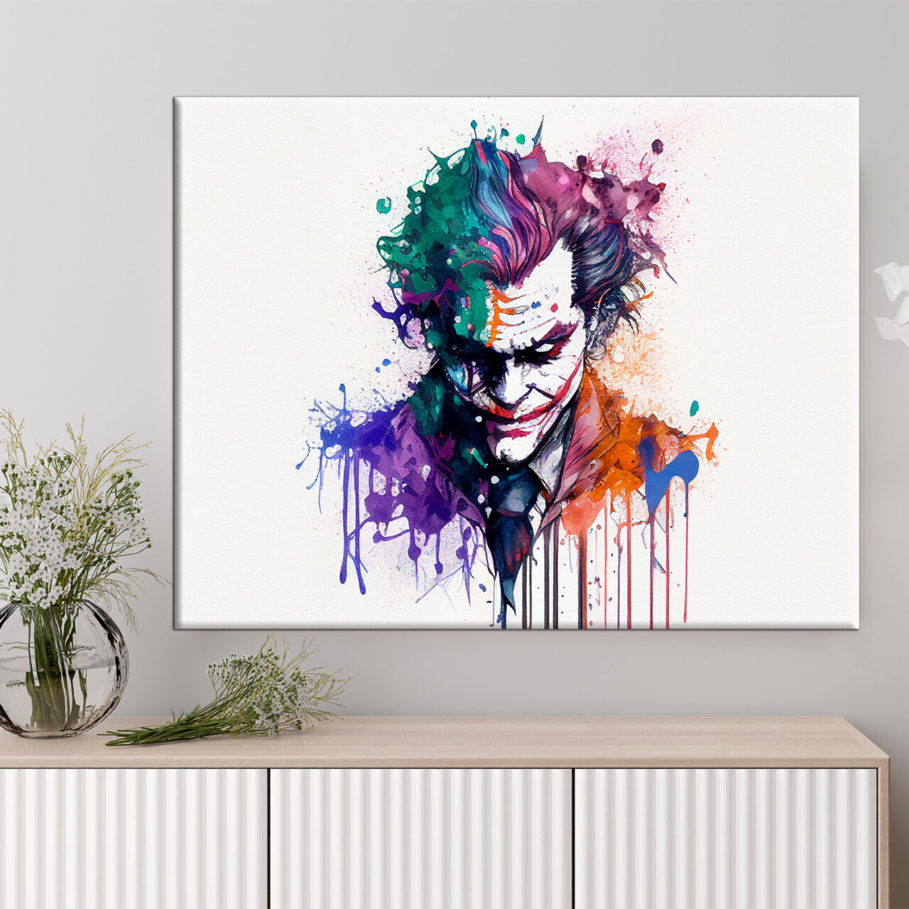 Cadre mural – Portrait du Joker aquarelle colorée cadre mural portrait du joker aquarelle colorée