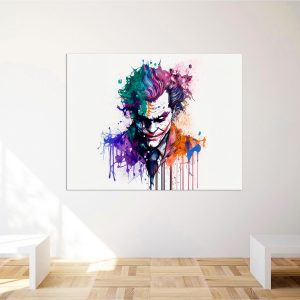 Cadre mural – Portrait du Joker aquarelle colorée cadre mural portrait du joker aquarelle colorée