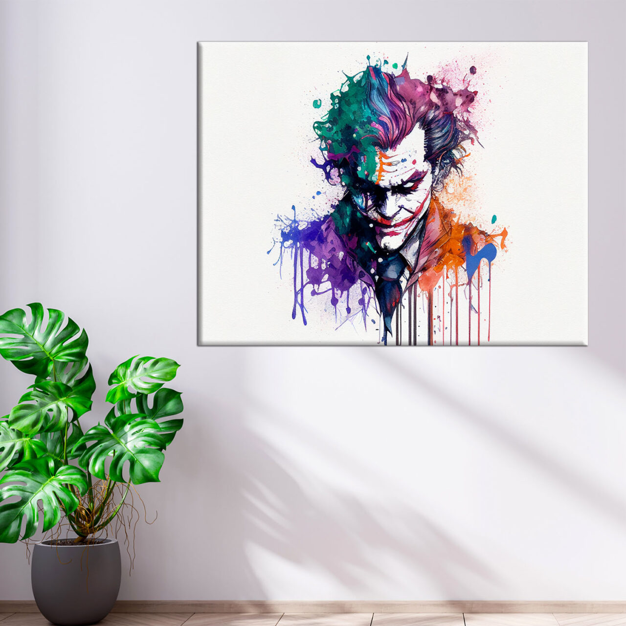 Cadre mural – Portrait du Joker aquarelle colorée cadre mural portrait du joker aquarelle colorée