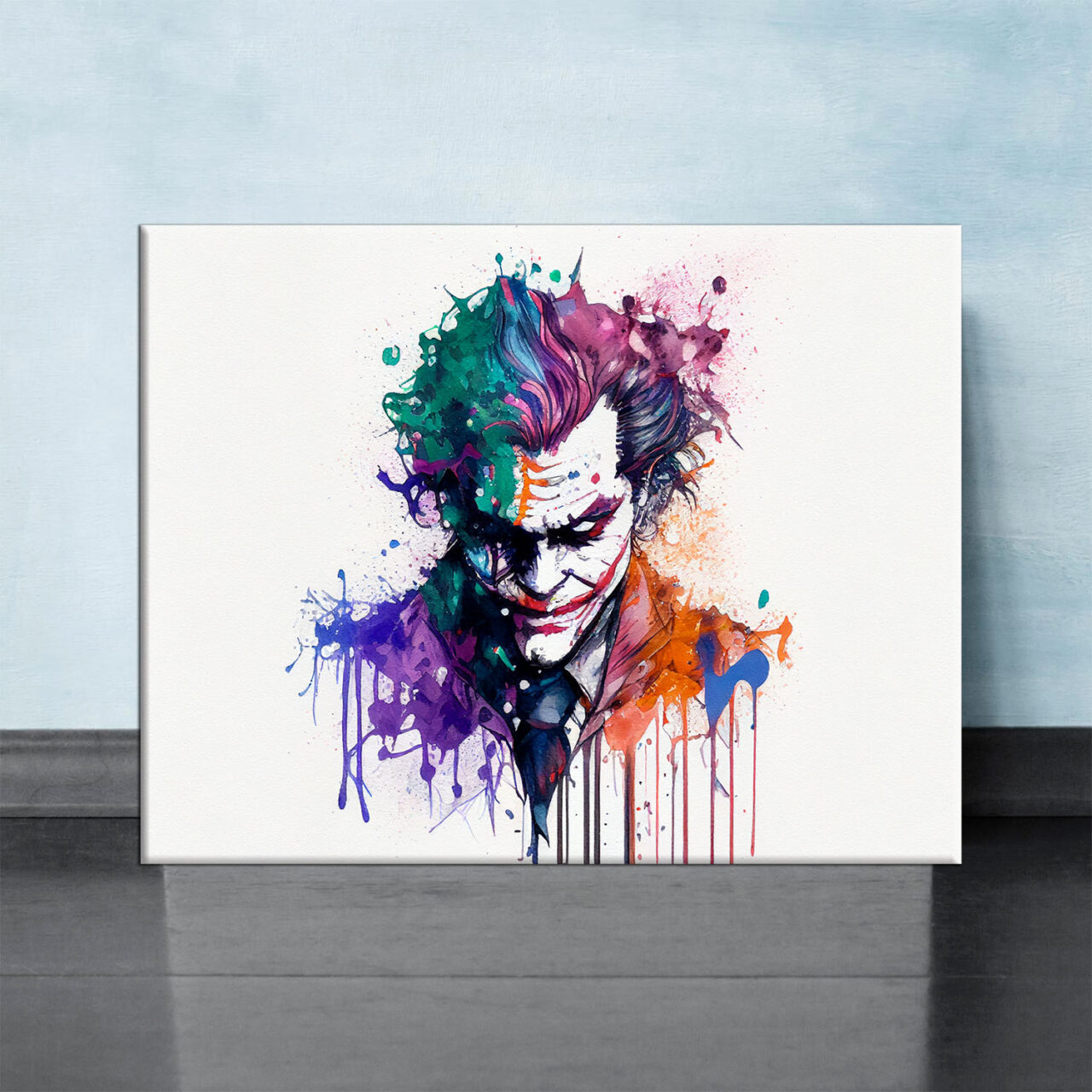 Cadre mural – Portrait du Joker aquarelle colorée cadre mural portrait du joker aquarelle colorée