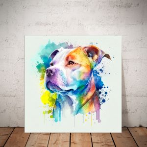 cadre mural portrait pitbull aquarelle