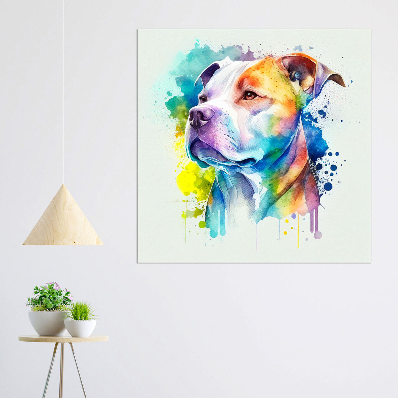cadre mural portrait pitbull aquarelle