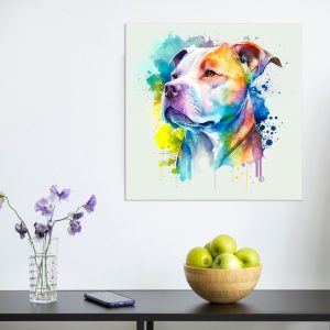 cadre mural portrait pitbull aquarelle