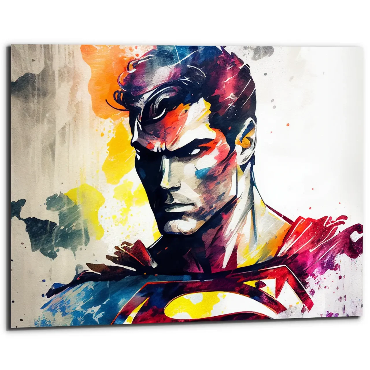 cadre décoration murale portrait superman aquarelle artistique