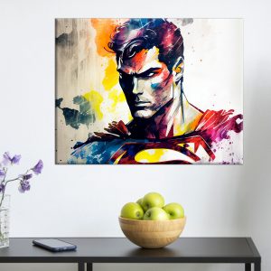 cadre décoration murale portrait superman aquarelle artistique