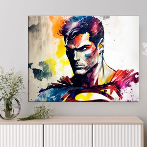 cadre décoration murale portrait superman aquarelle artistique