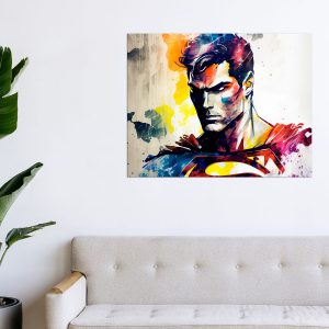 cadre décoration murale portrait superman aquarelle artistique