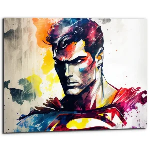 cadre décoration murale portrait superman aquarelle artistique