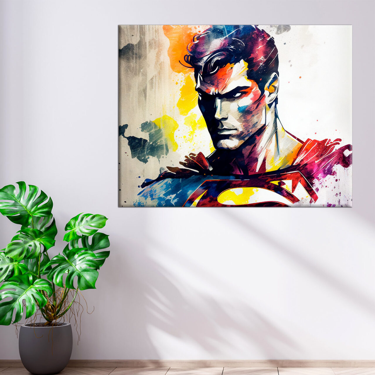 cadre décoration murale portrait superman aquarelle artistique