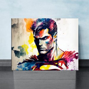 cadre décoration murale portrait superman aquarelle artistique