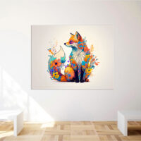 Cadre mural – Renard et fleurs colorées cadre mural renard et fleurs colorées