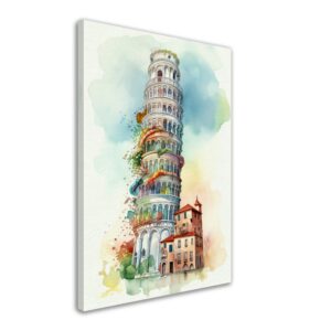 toile cadre décoratif tour de pise artistique aquarelle