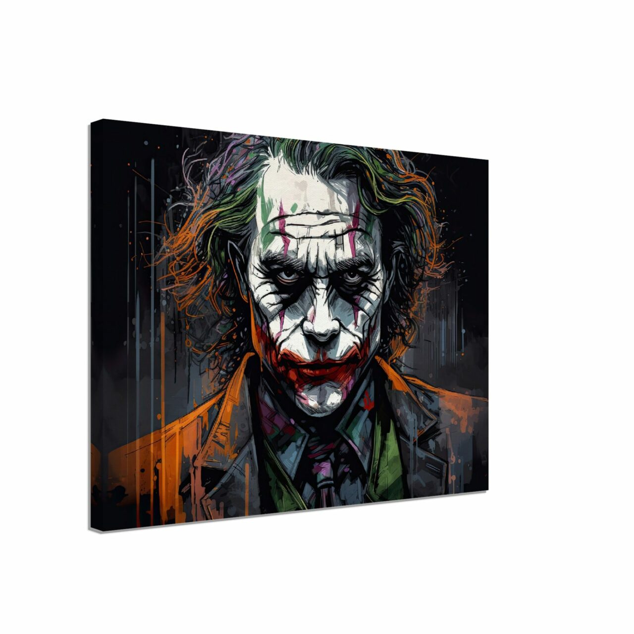 toile exclusive portrait du jocker dessin en couleur