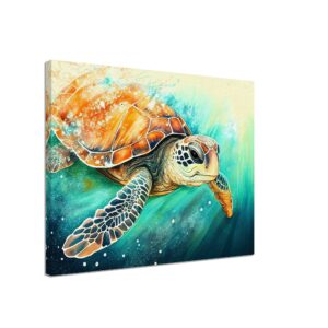 art décoration murale aquarelle tortue marine