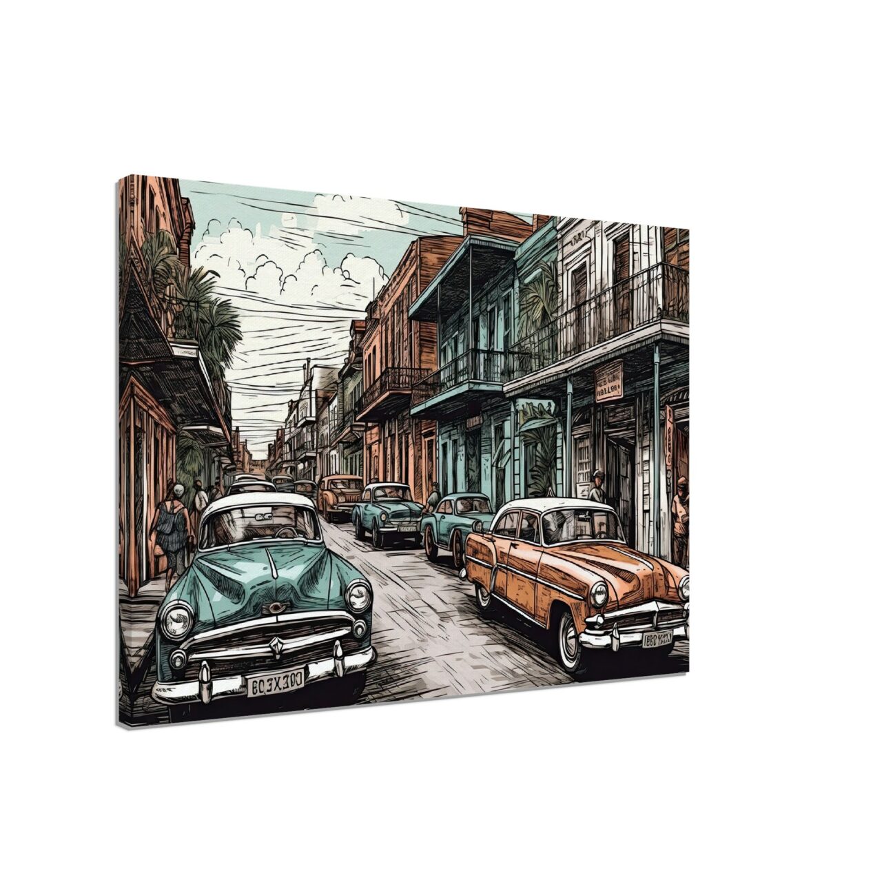 Toile murale – Dessin couleur Nouvelle-Orléans Vintage toile murale dessin couleur nouvelle orleans vintage