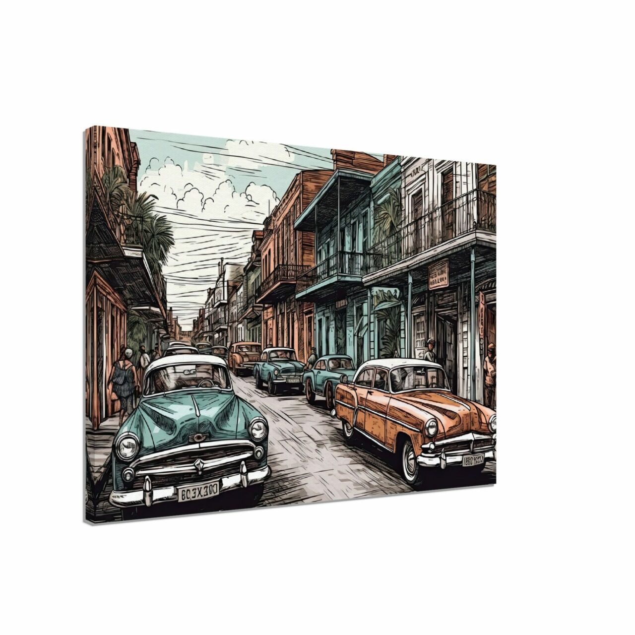 Toile murale – Dessin couleur Nouvelle-Orléans Vintage toile murale dessin couleur nouvelle orleans vintage