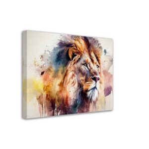 Toile murale – Aquarelle Sérénité du lion Toile murale - Aquarelle Sérénité du lion