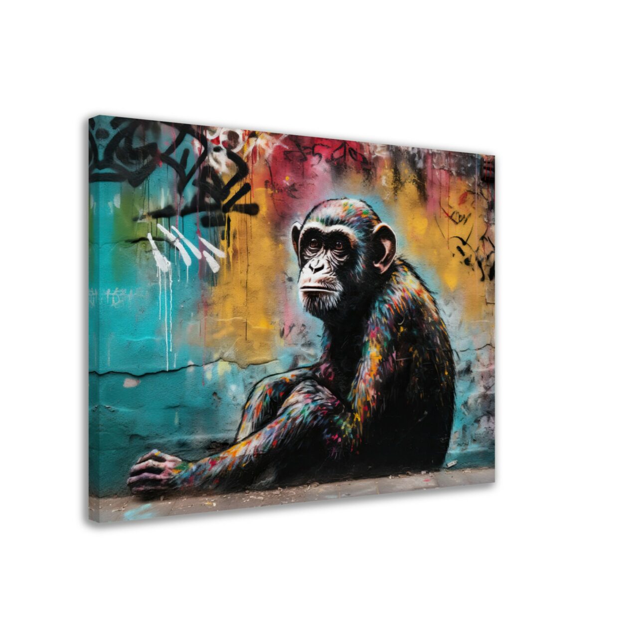 Tableau artistique déco murale - Peinture Singe style Graffiti