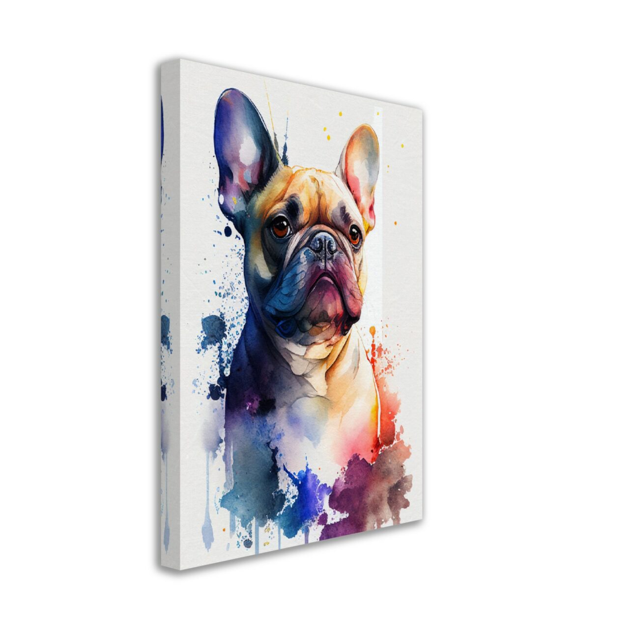 toile cadre décoratif aquarelle portrait d'un bouledogue français
