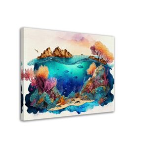 Cadre déco artistique - Grande Barrière de Corail Aquarelle