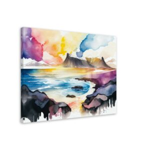 cadre aristique aquarelle paysage en islande