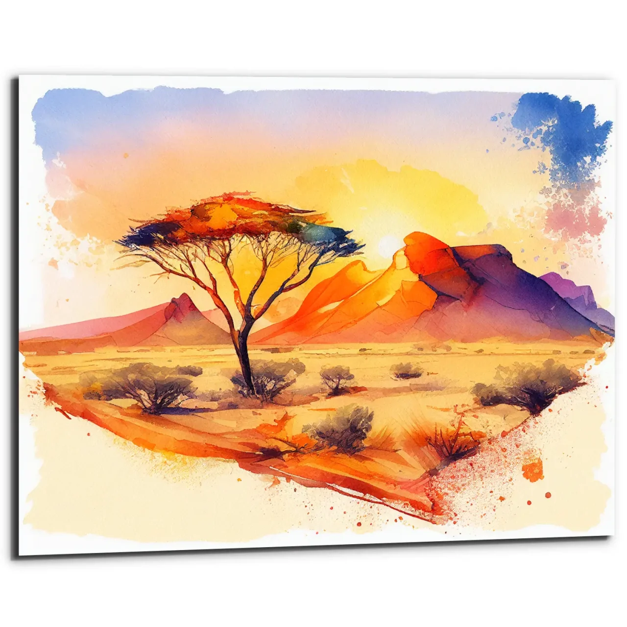 tableau d'art mural aquarelle désert de namibie