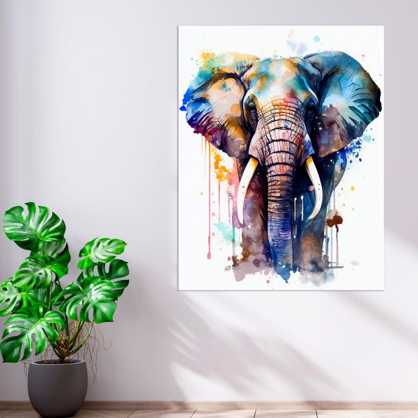 toile cadre décoratif aquarelle imposant Éléphant
