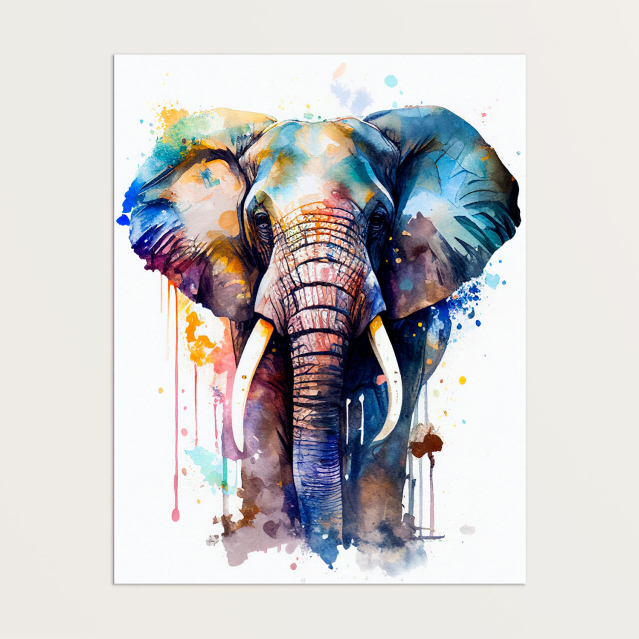 toile cadre décoratif aquarelle imposant Éléphant