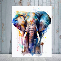 Toile cadre décoratif – Aquarelle Imposant Éléphant toile cadre décoratif aquarelle imposant Éléphant