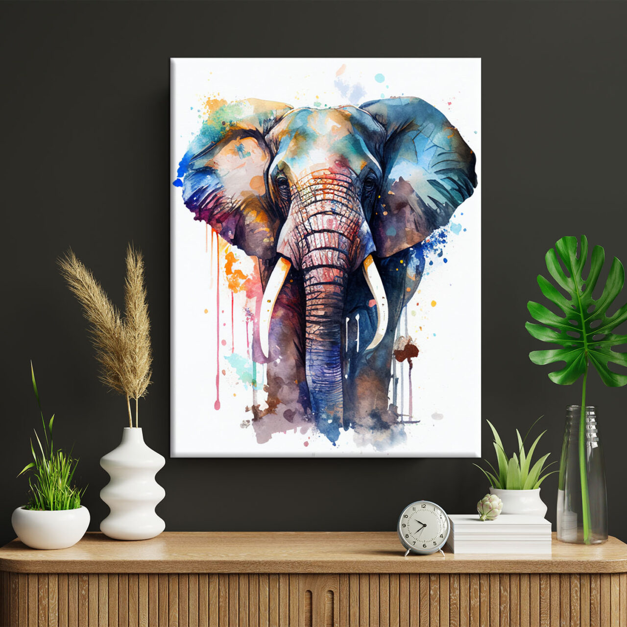toile cadre décoratif aquarelle imposant Éléphant