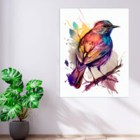 Cadre décoratif – Aquarelle Oiseau rouge or et bleu cadre décoratif aquarelle oiseau rouge or et bleu