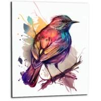Cadre décoratif – Aquarelle Oiseau rouge or et bleu cadre décoratif aquarelle oiseau rouge or et bleu