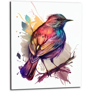 Cadre décoratif – Aquarelle Oiseau rouge or et bleu cadre décoratif aquarelle oiseau rouge or et bleu