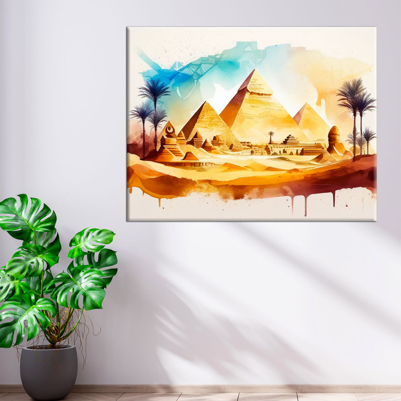 Toile art décoratif – Aquarelle paysage des Pyramides d’Égypte toile art décoratif aquarelle paysage des pyramides d'Égypte