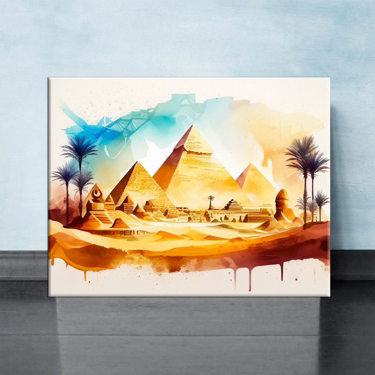 Toile art décoratif – Aquarelle paysage des Pyramides d’Égypte toile art décoratif aquarelle paysage des pyramides d'Égypte