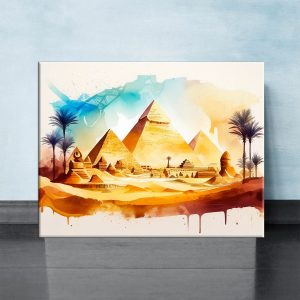 Toile art décoratif – Aquarelle paysage des Pyramides d’Égypte toile art décoratif aquarelle paysage des pyramides d'Égypte