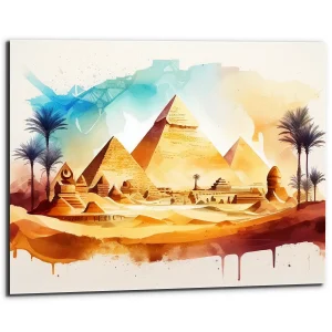 Toile art décoratif – Aquarelle paysage des Pyramides d’Égypte