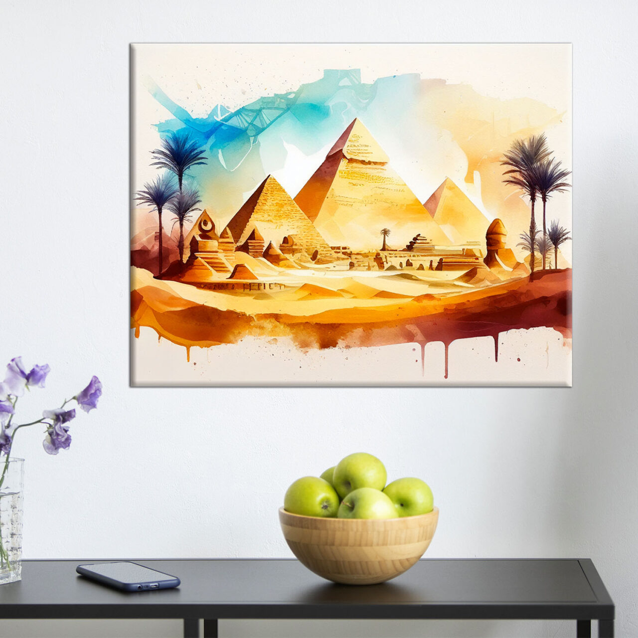 Toile art décoratif – Aquarelle paysage des Pyramides d’Égypte toile art décoratif aquarelle paysage des pyramides d'Égypte