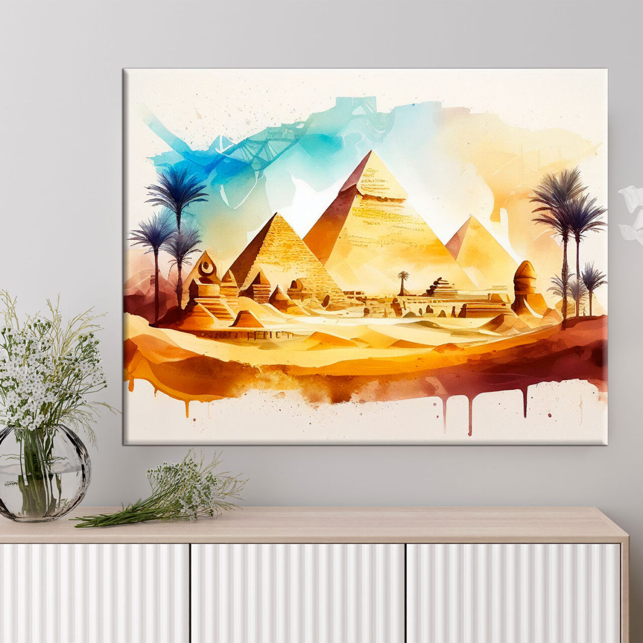 Toile art décoratif – Aquarelle paysage des Pyramides d’Égypte toile art décoratif aquarelle paysage des pyramides d'Égypte