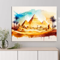 Toile art décoratif – Aquarelle paysage des Pyramides d’Égypte toile art décoratif aquarelle paysage des pyramides d'Égypte