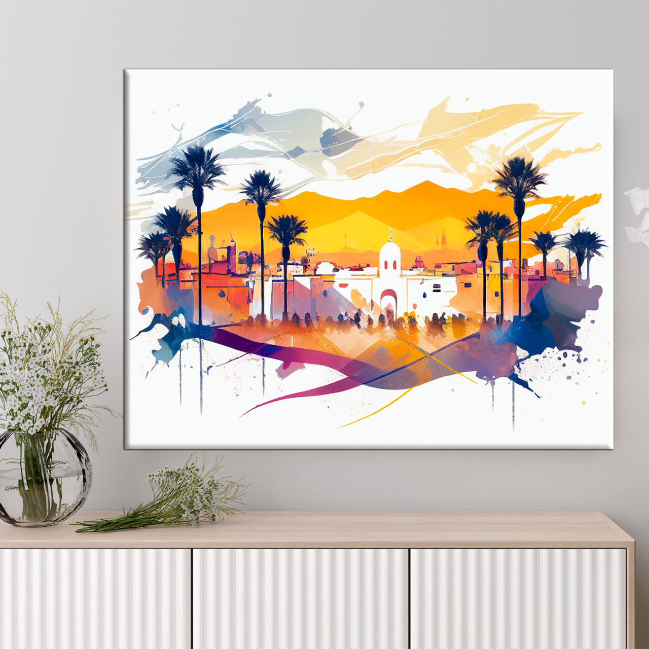 Cadre mural – Aquarelle Place de Marrakech cadre mural aquarelle place de marrakech