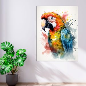 art cadre mural aquarelle portrait de perroquet