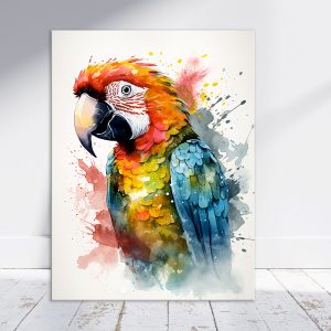 art cadre mural aquarelle portrait de perroquet