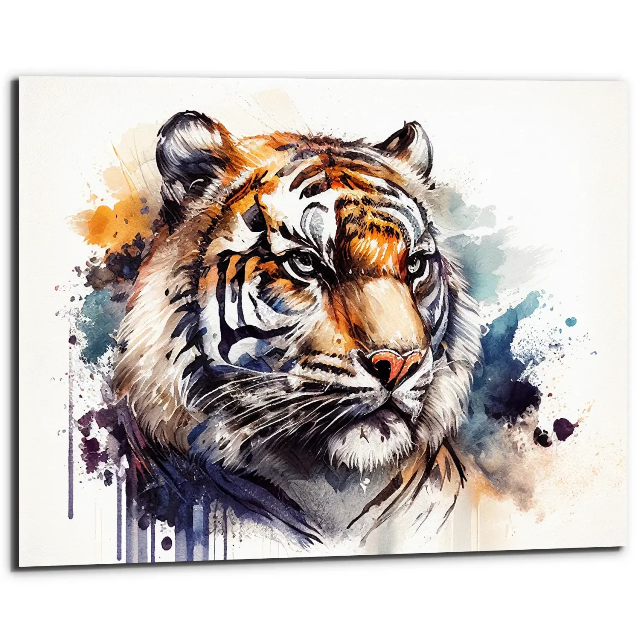 cadre mural aquarelle portrait de tigre du bengale