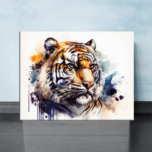 cadre mural aquarelle portrait de tigre du bengale