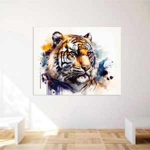 cadre mural aquarelle portrait de tigre du bengale