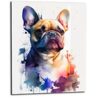 Toile cadre décoratif – Aquarelle Portrait d’un bouledogue Français toile cadre décoratif aquarelle portrait d'un bouledogue français